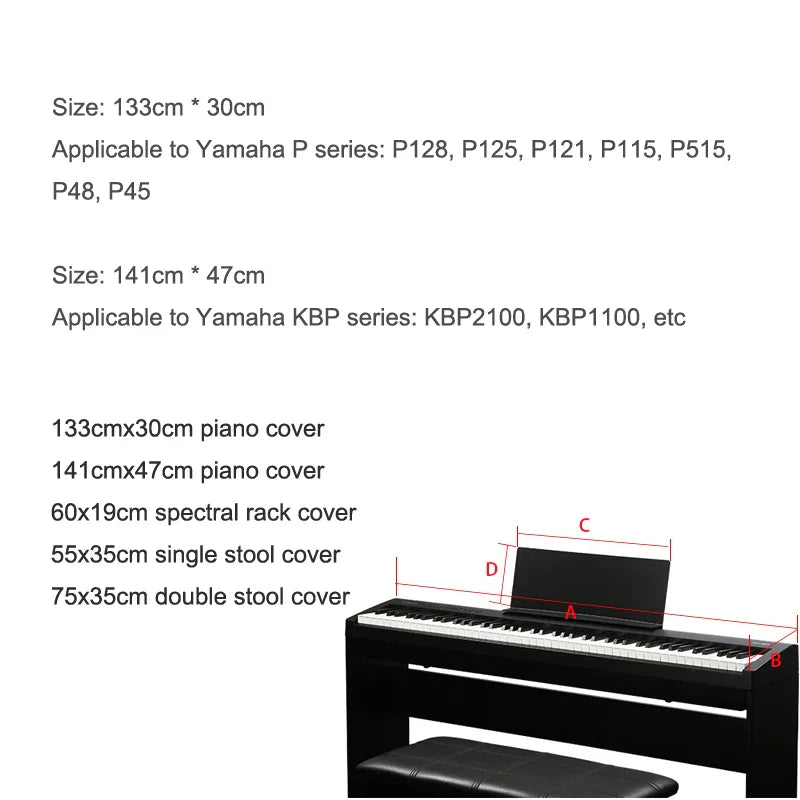 Simple Modern High-End Electric Piano Dust Cover & Stool Cover - 88 Key Electronic Piano Cover Cloth (P-48/P-125)