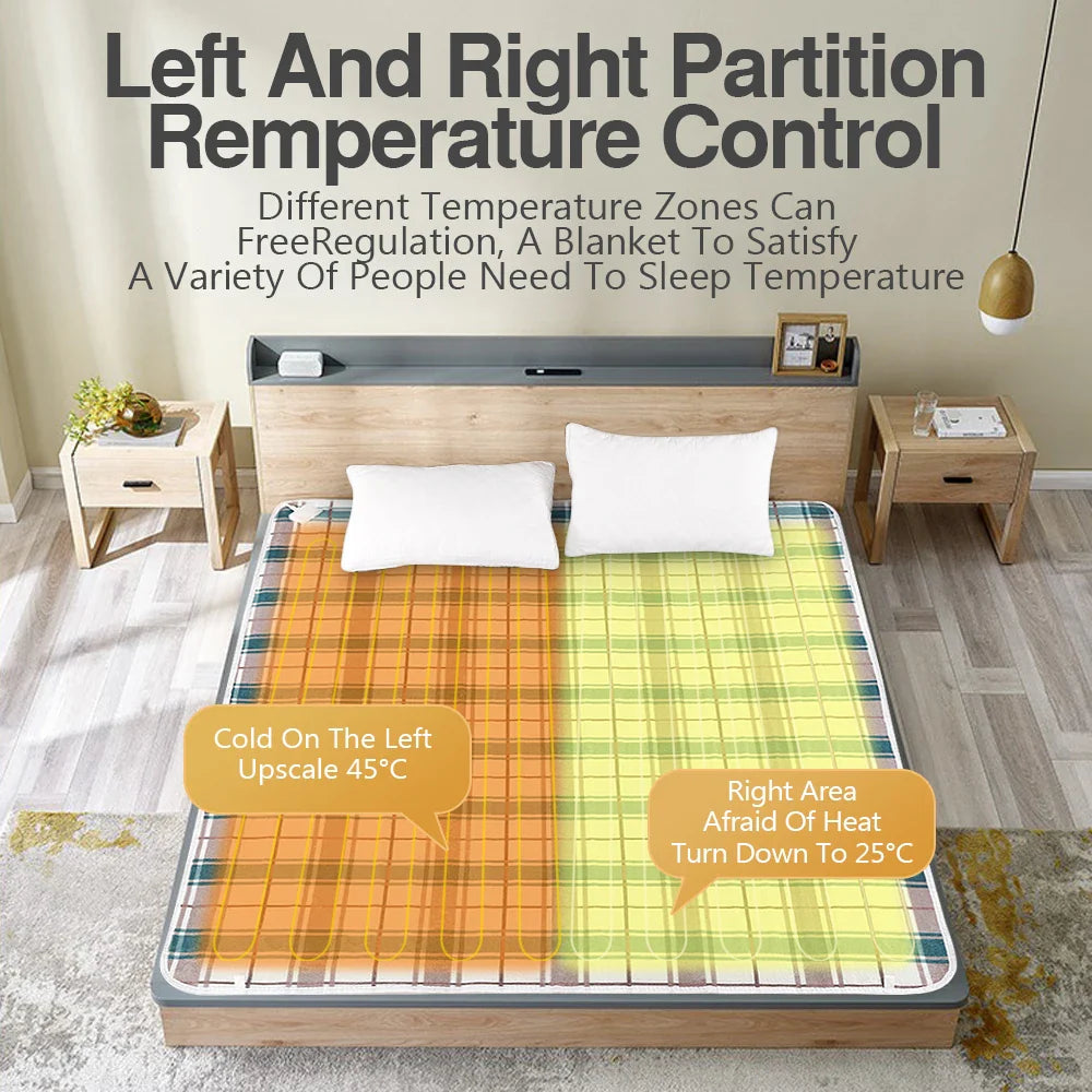Electric Heated Blanket - 220/110V, Thick Thermal Heater Mattress with Thermostat, Body Warmer for Winter