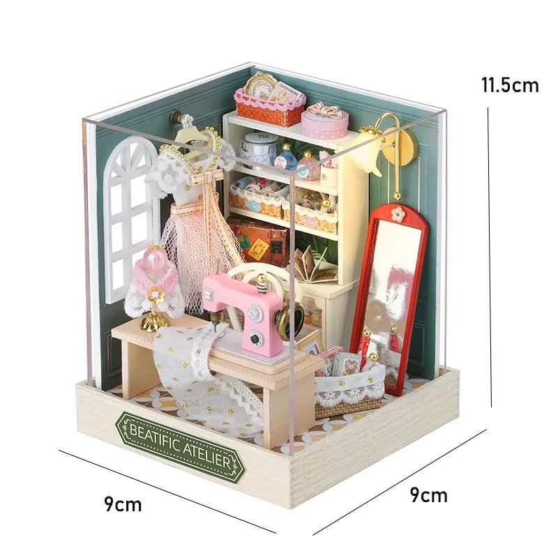DIY Mini Dollhouse Kit - Handmade 3D Flower House Puzzle Model with Furniture Home Decor Gift