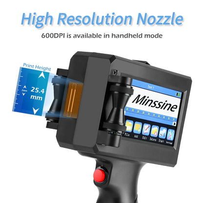 12.7/25.4mm Handheld Inkjet Printer – QR Code, Barcode, Batch, Date, Logo & Expiry Date Coding Machine with 25 Language Support, Portable Marking Tool