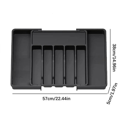 Expandable Adjustable Cutlery Drawer Organizer – Kitchen Utensil Tray with Compartments and Flatware Divider