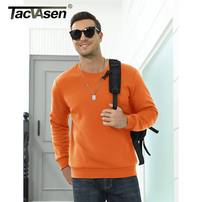 TACVASEN Men’s Winter Fleece Sweatshirt – Thicken Sherpa-Lined Crewneck Pullover, Warm Heavy Winter Top, No Hood