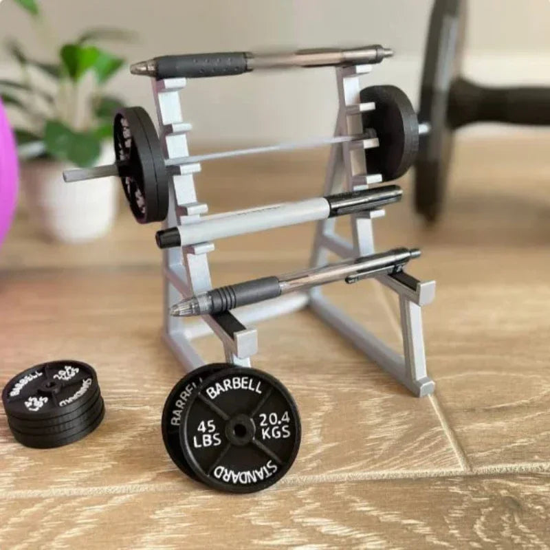 Portable Gym Theme Pen Storage & Display Rack : Squat Rack Decoration Desk Barbell Holder