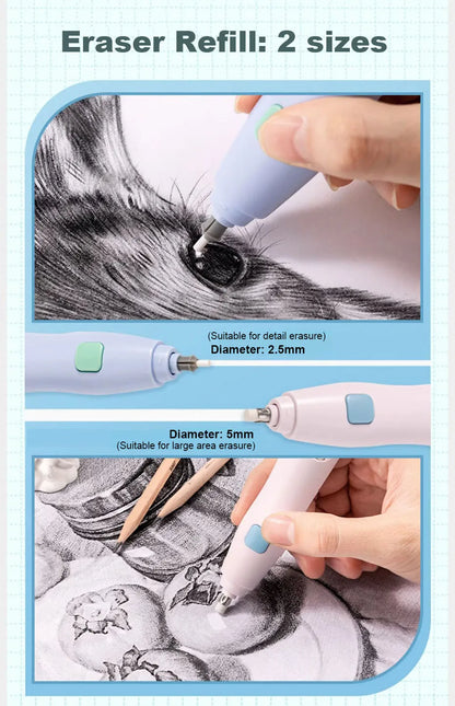 Deli Electric Eraser Pen — Automatic Sketch & Drawing Eraser with Refill Batteries for Kids