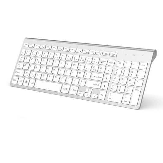Wireless AZERTY Keyboard 2.4G USB — Ultra-Thin, Silent, Ergonomic French Keyboard for PC & Laptop, Pink/Grey/Silver
