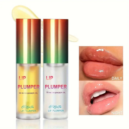 Ginger & Mint Lip Plumper Oil Serum (1/2PCS) – Volumizing Lip Treatment for Fuller, Smoother & Hydrated Lips, Youthful Radiant Lip Care Makeup