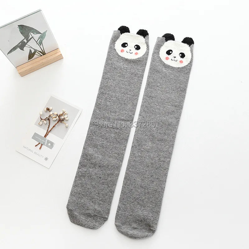 Cute Cartoon Animal Knee-High Socks for Babies & Kids – Warm Cotton Ankle & Over-Knee Socks for Girls