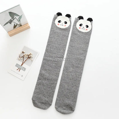 Cute Cartoon Animal Knee-High Socks for Babies & Kids – Warm Cotton Ankle & Over-Knee Socks for Girls