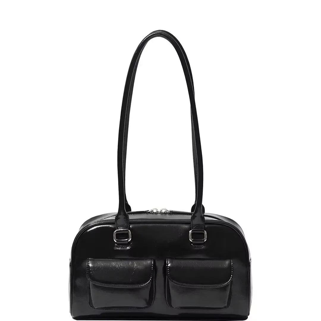 Korean Xu Yunzhen Sane Style Bowling Bag — Oil Boston Tote Underarm Bag for Women