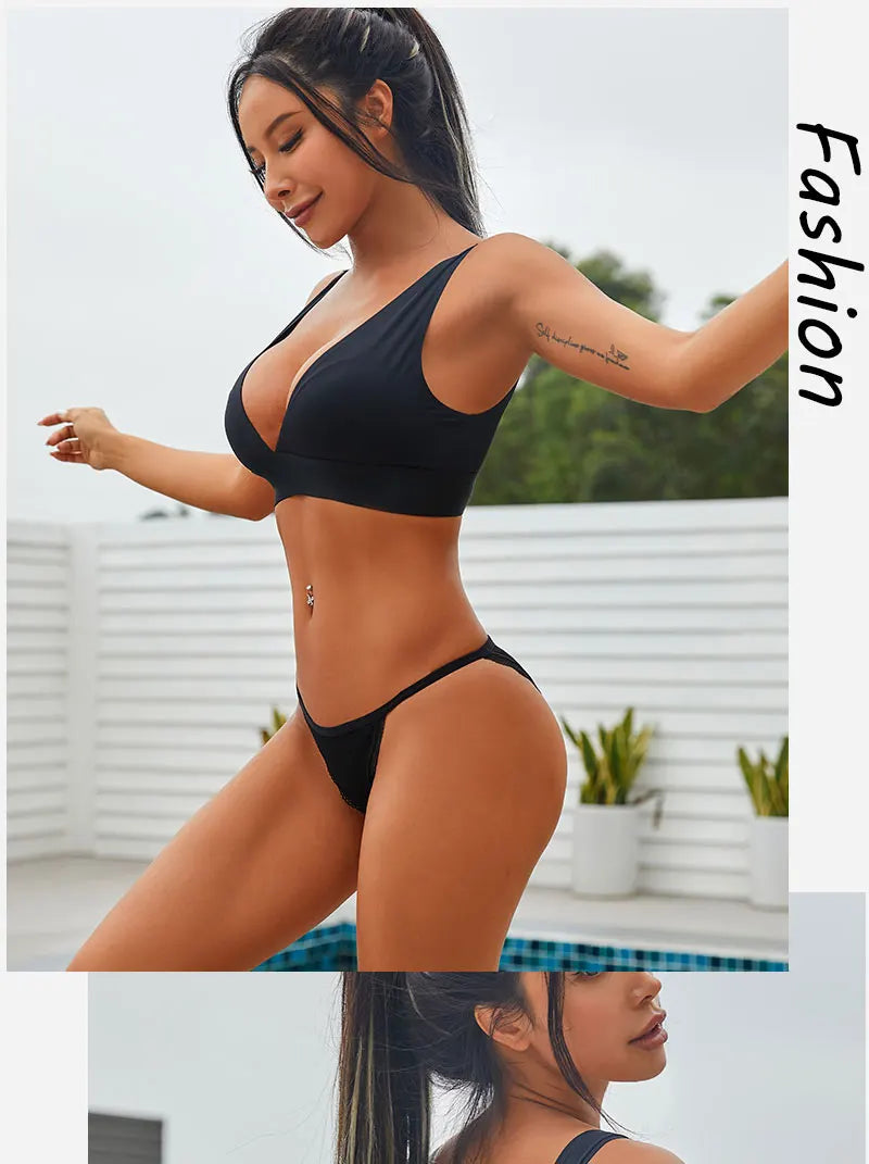 FINETOO 3pcs Women’s Lace Cotton Briefs — Solid, Comfortable, Breathable Soft Underwear & Lingerie
