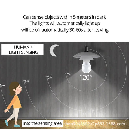 E27 LED Bulb with PIR Motion Sensor - Dusk to Dawn Night Light, 12W/15W/18W LED Lamps Spotlights for Home Stair Hallway - 110V/220V