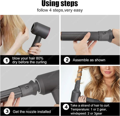 Dyson Airwrap HS01/HS05 Hair Styling Nozzle Brush – 30/40mm Anti-Hair Auto-Curling 360° Rotating Attachment for Dyson Hair Dryer