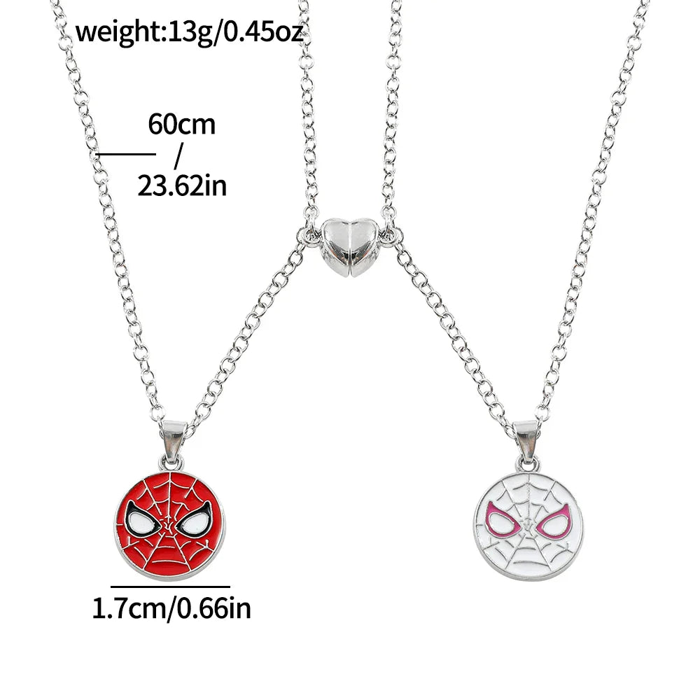 2pcs Marvel Spiderman Necklace – Best Friend & Couple Neck Accessories, Superhero Gift for BFFs
