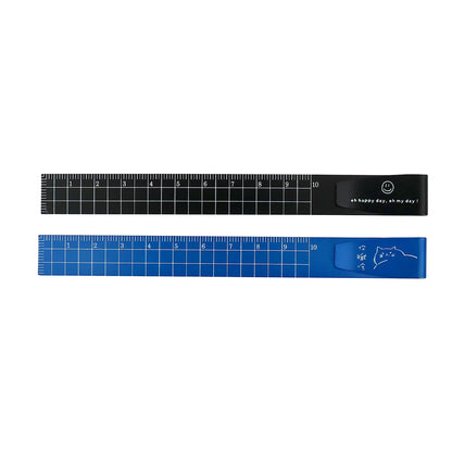 2PCS Metal Bookmark Ruler - 10cm Aluminum Double-Sided Metric Measuring Scale Tool