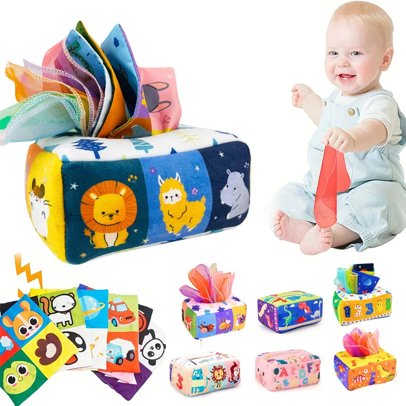 Baby Montessori Magic Tissue Box – Educational Sensory Learning Activity Toy for Kids, Finger Exercise Busy Board