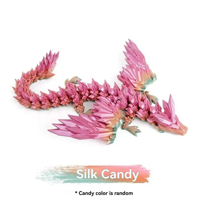 3D Printed Articulated Dragon Figurine - Colorful Gem Dragon Movable Joint Desktop Fantasy Action Figure Craft