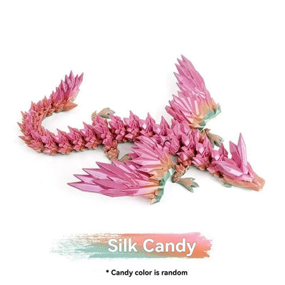 3D Printed Articulated Dragon Figurine - Colorful Gem Dragon Movable Joint Desktop Fantasy Action Figure Craft