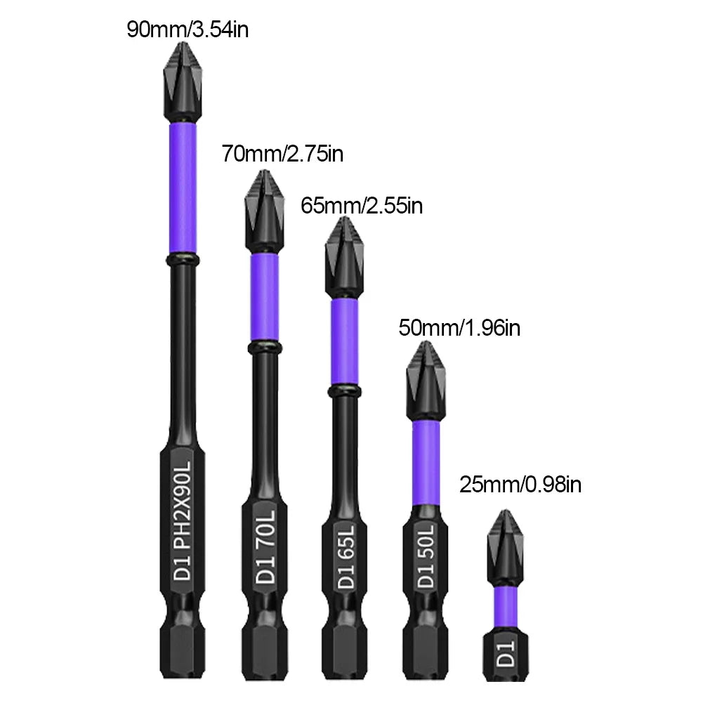 5/12 Pcs Magnetic Screwdriver Bit Set – Non-Slip Shockproof Phillips Impact & Hex Shank Alloy Steel Bits for Power Tools