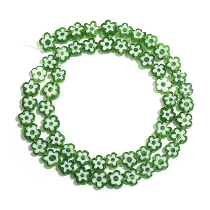 Colorful Lampwork Flower Beads - Thousand Flower Flat Plum Blossom Loose Beads for DIY Bracelet & Jewelry Crafts