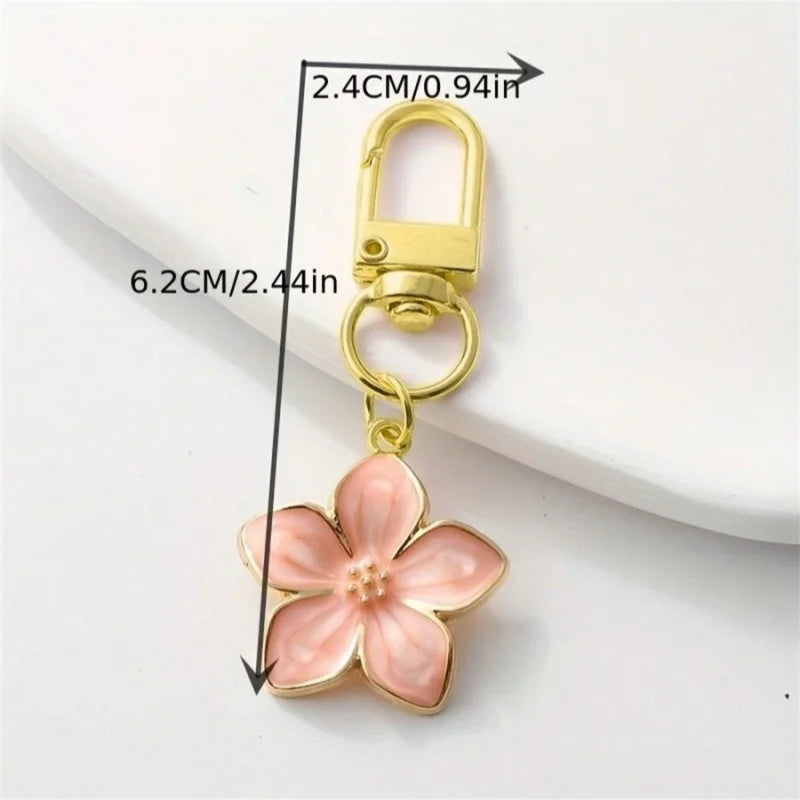 White Pear Blossom Keychain — Cute Couple Matching Keyrings & Boutique Accessories