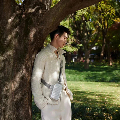 2025 RMWA Light Luxury Single-Shoulder Crossbody Bag — Vertical Aluminum-Magnesium Alloy Travel Bag, Silver Stylish Luggage