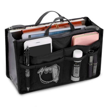 Women’s Nylon Cosmetic Organizer Bag – Foldable Large Capacity Travel Makeup Insert Handbag Tote Organizer Liner Bag