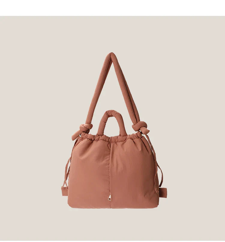 2023 Casual Nylon Padded Tote Bag – Soft Puffer Shoulder & Crossbody Handbag for Women, Large Capacity Vintage Design
