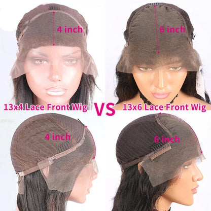 Body Wave Lace Front Wig – 13x6 & 13x4 Pre-Plucked Human Hair, 200% Density with Baby Hair, Natural Black for Women
