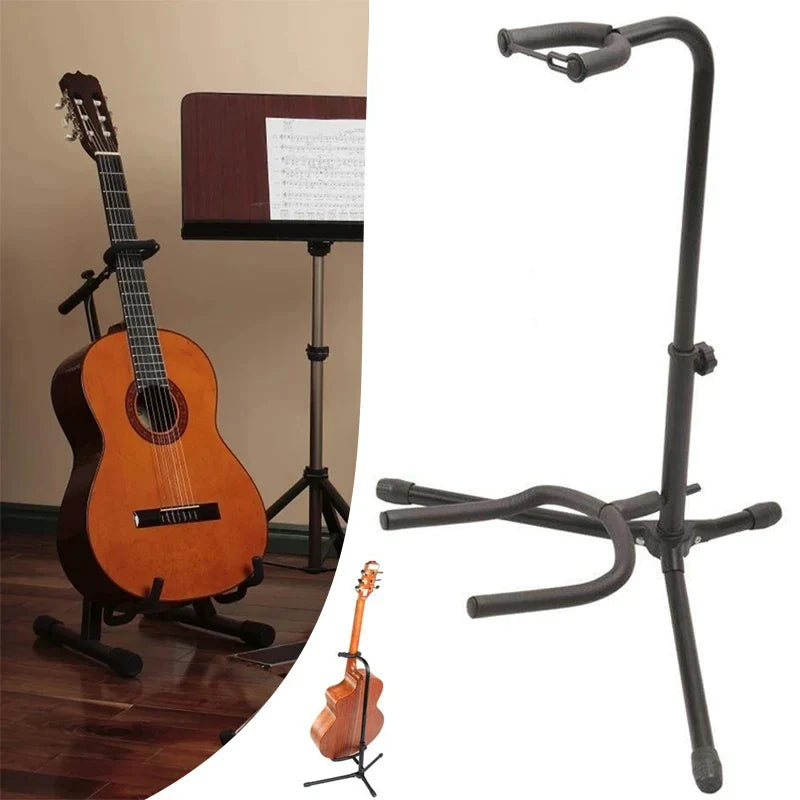 Vertical Foldable Guitar Stand — Adjustable Instrument Display for Ukulele, Bass, Classical & Electric Guitars