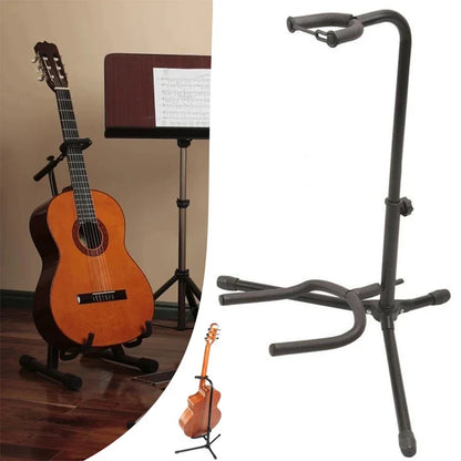 Vertical Foldable Guitar Stand — Adjustable Instrument Display for Ukulele, Bass, Classical & Electric Guitars