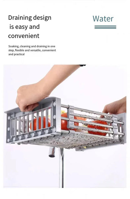 Folding Stainless Steel Kitchen Sink Drain Rack – Space-Saving Dish Drain Basket & Sink Organizer