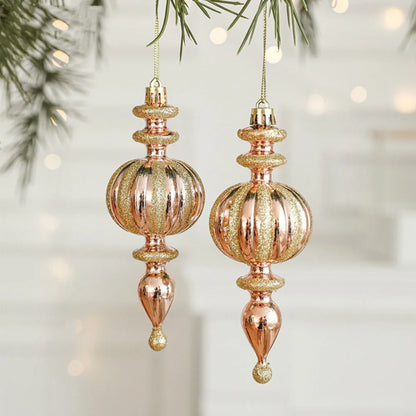 2PCS Red & White Christmas Hanging Ornaments – Plastic Santa Claus Tree Decorations for Holiday Party & Festival Supplies