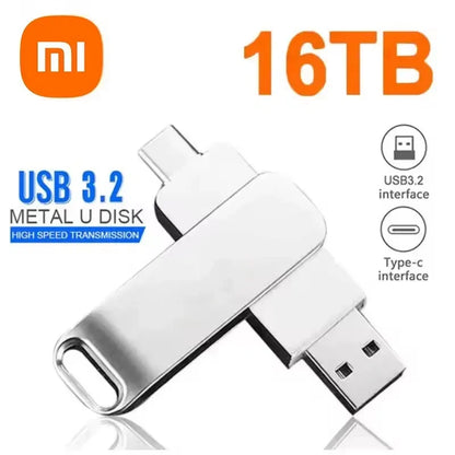 Xiaomi USB 3.2 16TB Flash Drive — High-Speed Metal Pendrive, Waterproof Portable Memory Stick