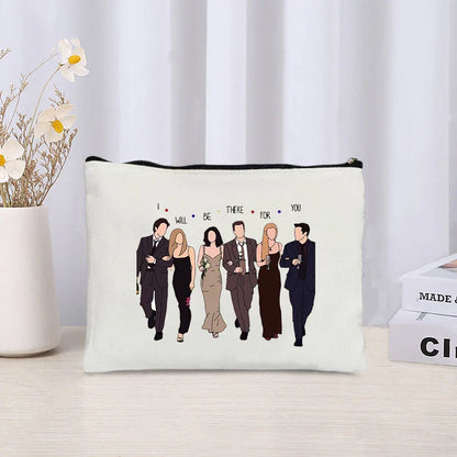 TV Show Friends Makeup Bag for Women - Travel Cosmetic Organizer, Eco-Friendly Canvas Pouch, Kawaii Purse and Pencil Case