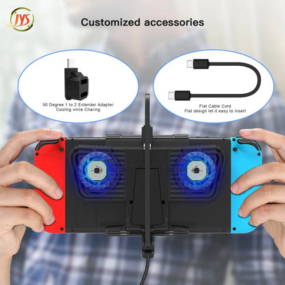 Dual USB-C Cooling Fan with Stand for Steam Deck & Nintendo Switch/OLED – JYS-SD006 Console Cooler Dock Accessory