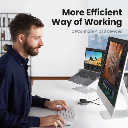 UGREEN USB 3.0 KVM Switch –  4 Devices Sharing Switcher for Keyboard, Mouse & Printer Control, High-Speed USB Hub Selector