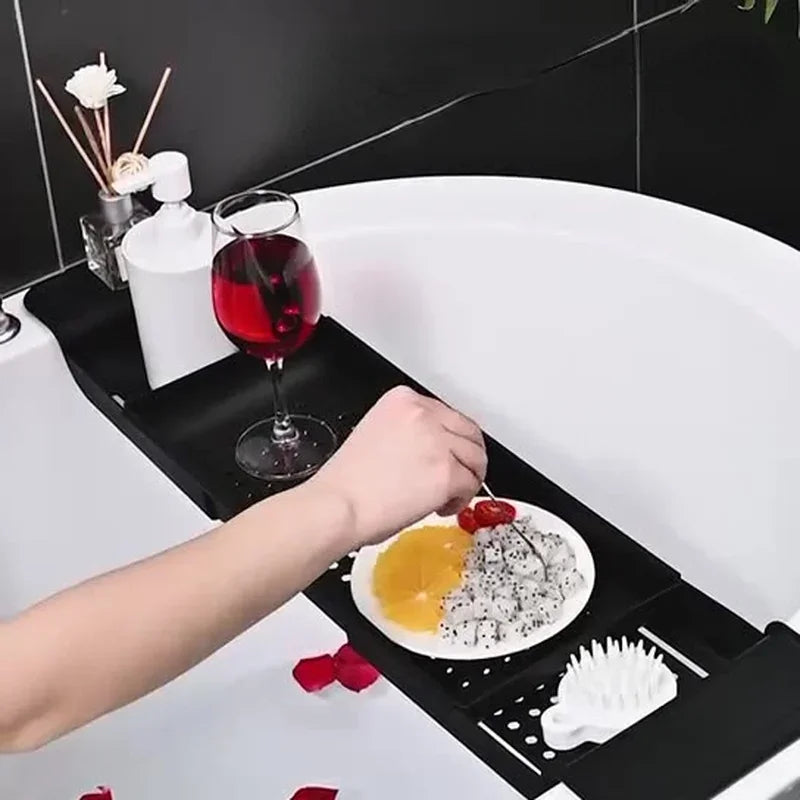Multi-Function Retractable Bathtub Storage Rack – Bath Tray Shelf for Towels, Kitchen Sink & Drain Holder