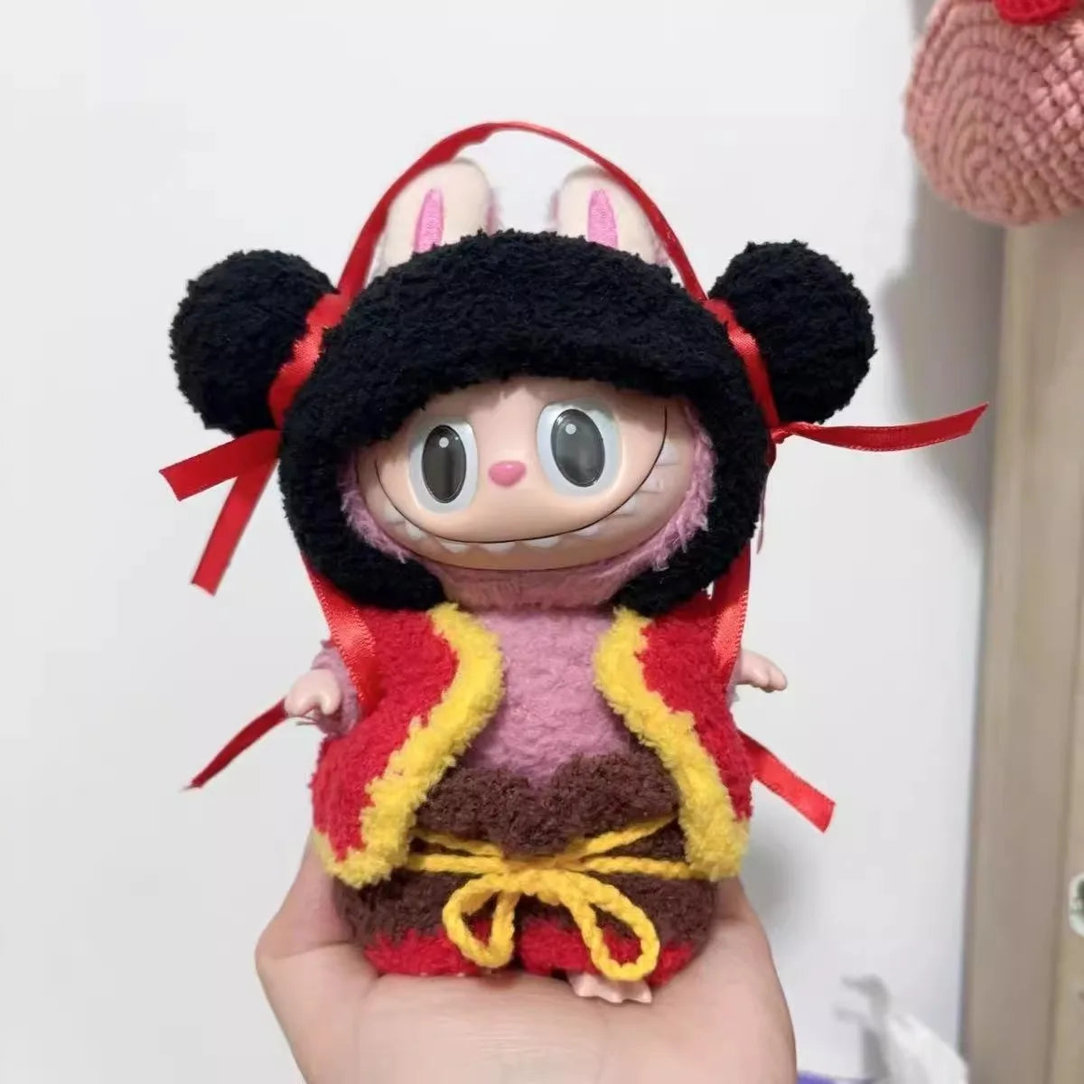 Labubu 17cm Heartbeat Macaron Monkey Toy – Stand-Up Dress-Up Jacket & Pants Suit