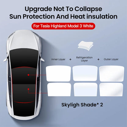 YZ Sun Visor Upgrade for Tesla Model 3 & Y Highland 2021-2024 – Ice Cloth Buckle Sunshade for Glass Roof & Skylight