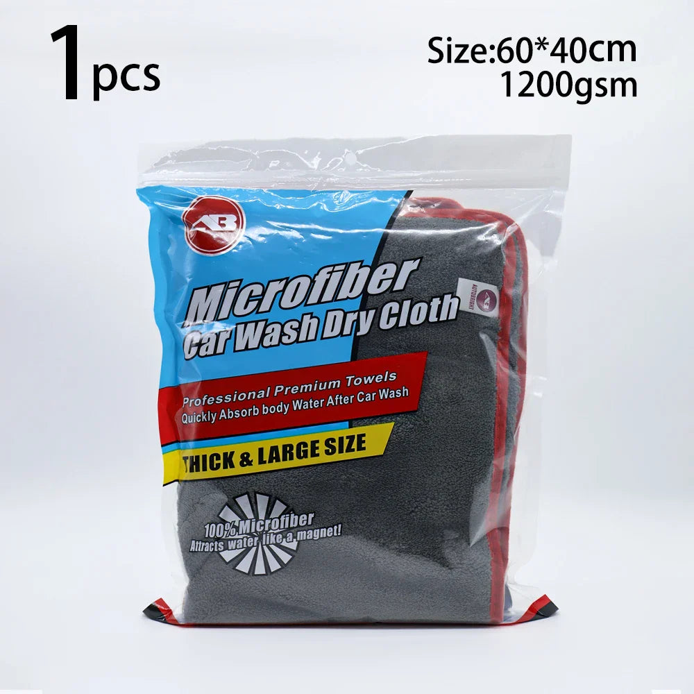 AUTOBRIGHT 1200GSM Microfiber Car Cleaning Towels – Ultra-Soft Wash & Dry Cloths