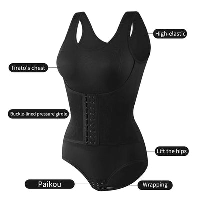 Bodysuit Shapewear – Double Breasted Tummy Control Body Shaper, Postpartum Slimming Waist Trainer & Comfort Corset for Flat Belly