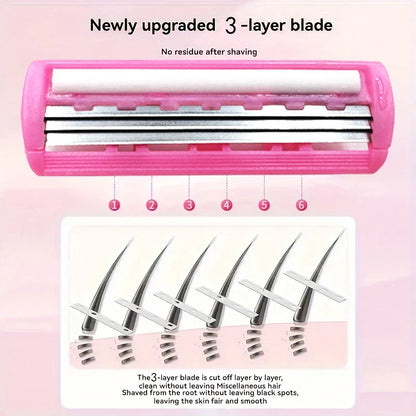 Women’s Safety Razor Blade Set – 4/12PCS 3-Layer Stainless Steel Replacement Heads for Bikini & Hair Removal