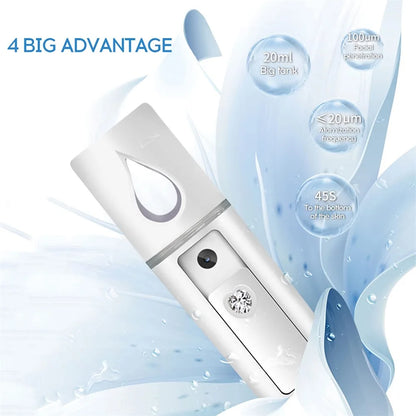 Handheld Nano Facial Mist Sprayer — Hydrating Face Steamer & Eyelash Extension Cleaner
