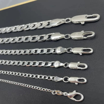 Men’s 925 Sterling Silver Face Chain Necklace — 2/4/6/8/10/12MM, 40–75cm with Lobster Clasp, Engagement Jewelry Gift for Men & Women