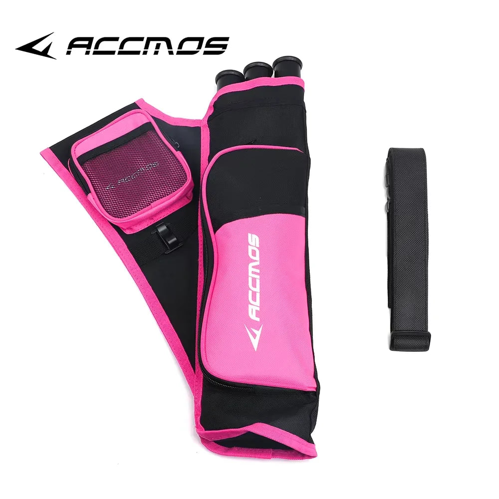 ACCMOS 3-Tube Arrow Quiver Pouch with Adjustable Belt — Recurve & Compound Bow Quiver for Hunting & Target Shooting