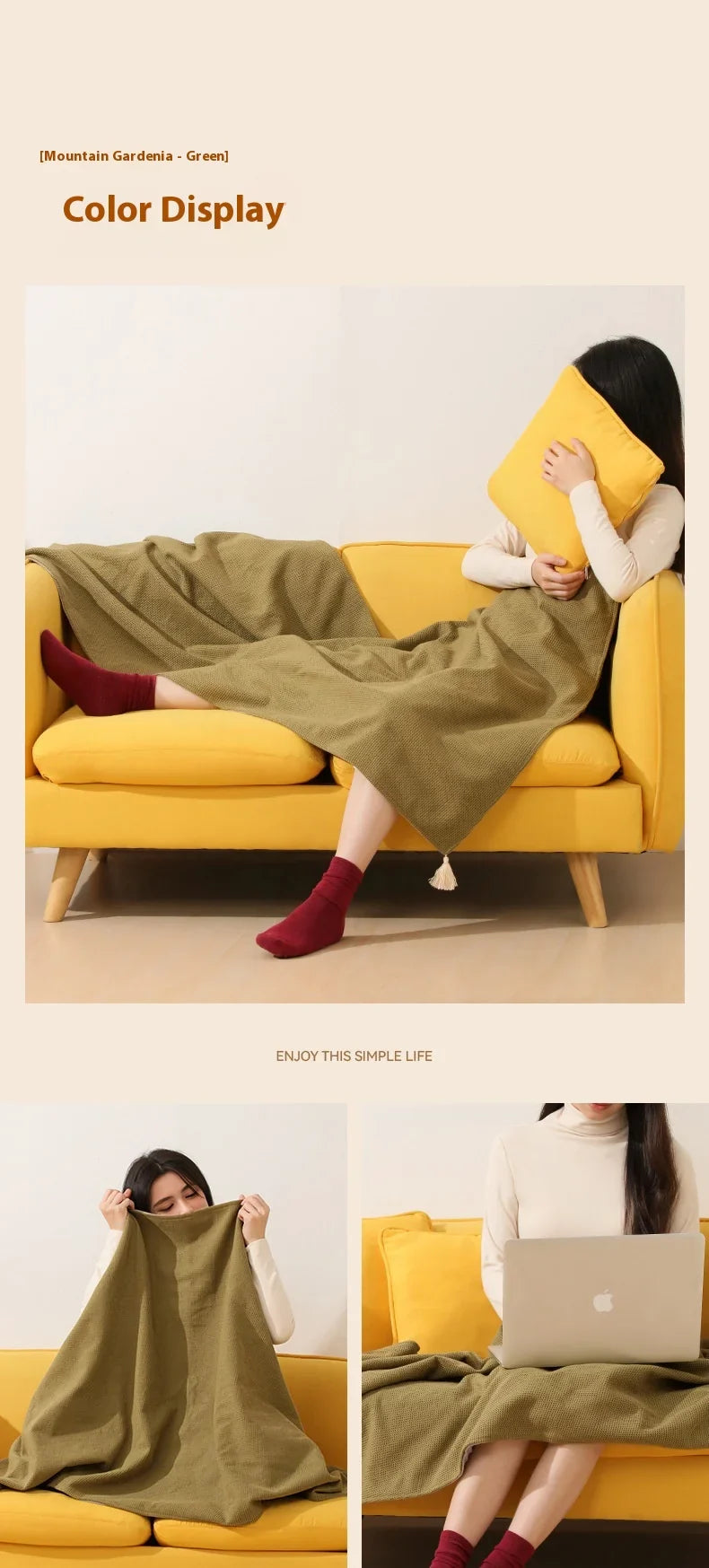 USB Electric Wearable Heated Blanket – Washable Warmer with 3 Adjustable Temperature Levels for Women