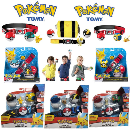 Pokémon Toy Belt Set — Poké Ball Battle Belt with Pikachu, Eevee, Charmander & Bulbasaur for Kids Gift