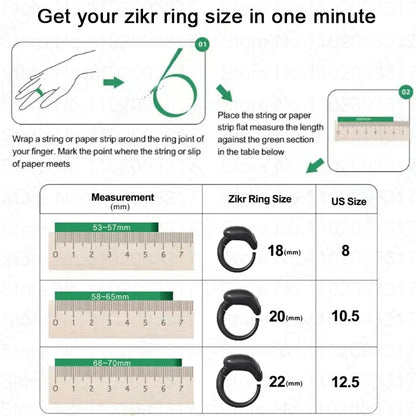 Weslamic Smart Tasbeeh Zikr Ring – Digital Islamic Tally Counter with Prayer Reminder, Magnetic Charging & Waterproof