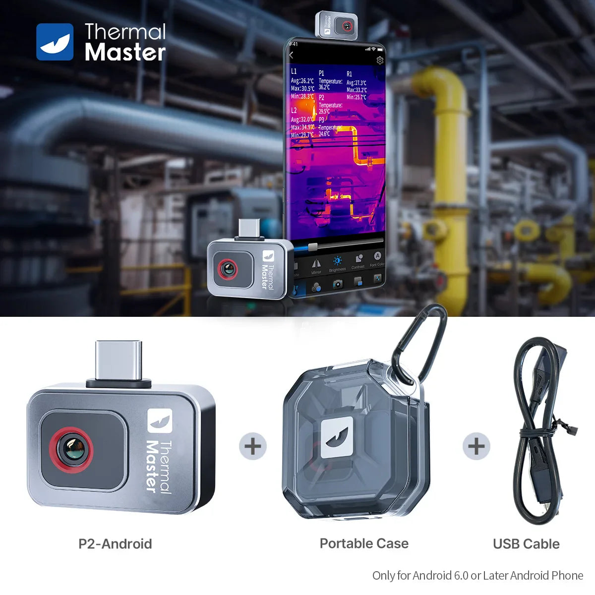 P2Pro Thermal Imager with 15X Magnetic Macro Lens – Infrared Camera for Phone, PCB & HVAC Inspection Tool