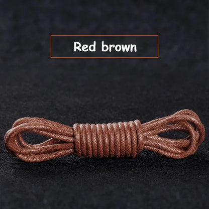 Cotton Waxed Shoe Laces - Round Leather Style Waterproof Replacement Laces for Oxford Shoes & Boots